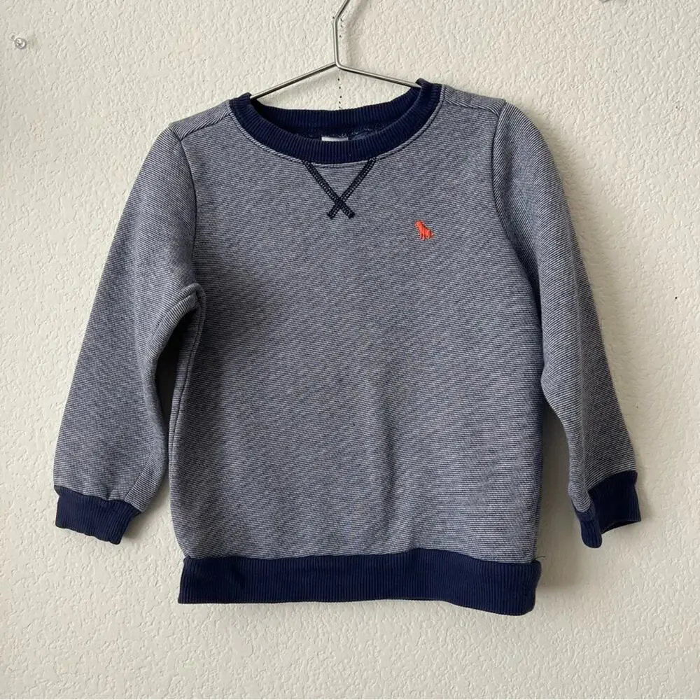 Carter’s navy blue white mini stripe crewneck sweatshirt pullover dog logo